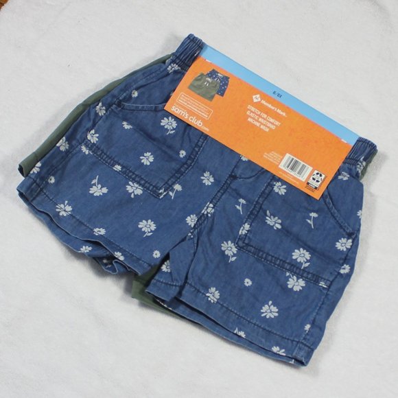 Member's Mark 2-PACK Girl's 6/6x Elastic Waist Woven Shorts - Picture 4 of 5